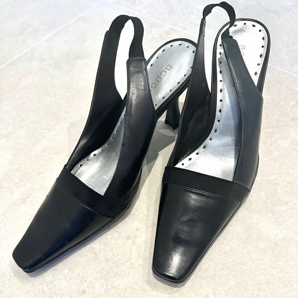 BCB Girls Black Size 7 Leather Toe Strappy Shoe